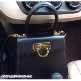 Classic Hot Ferragamo Small Katia Satchel Top Handle Bag F75182 Black
