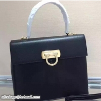 Discount Fashion Ferragamo Katia Satchel Top Handle Bag F75181 Black