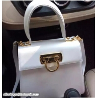 Sumptuous Ferragamo Small Katia Satchel Top Handle Bag F75182 White