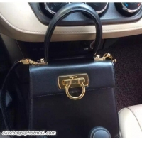 Classic Hot Ferragamo Small Katia Satchel Top Handle Bag F75182 Black