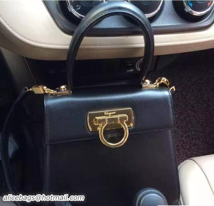 Classic Hot Ferragamo Small Katia Satchel Top Handle Bag F75182 Black