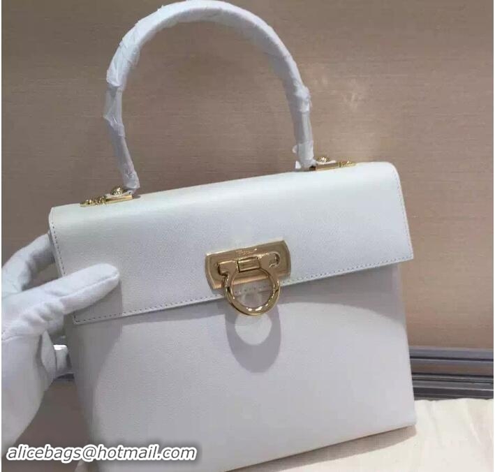 Good Looking Ferragamo Katia Satchel Top Handle Bag F75181 white