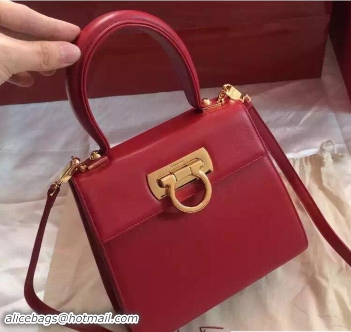 Best Product Ferragamo Small Katia Satchel Top Handle Bag F75182 Red