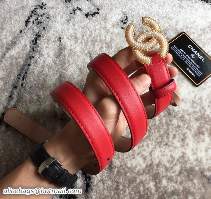 Best Product Chanel CC Pearls Belt 25mm Width 550174 Red