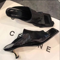 New Design Bottega Veneta Lambskin Square Mules Sandals with Curved Heel 55mm BV2519 Black 2020