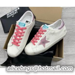 Pretty Style Golden Goose GGDB Leather Super-Star Sneakers White/Pink 052113