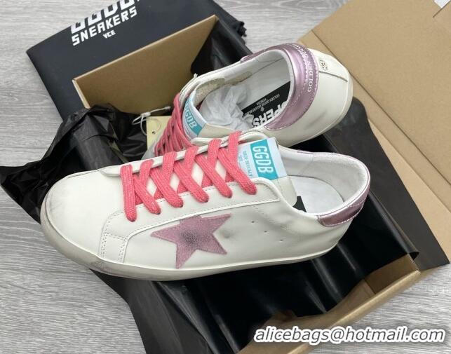 Pretty Style Golden Goose GGDB Leather Super-Star Sneakers White/Pink 052113