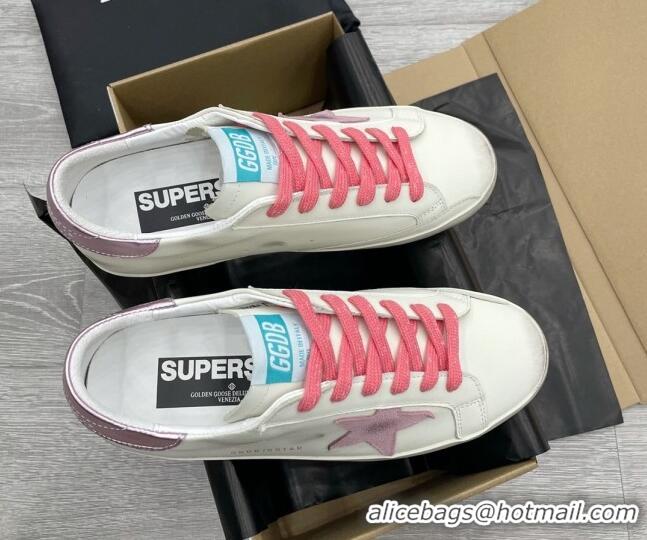 Pretty Style Golden Goose GGDB Leather Super-Star Sneakers White/Pink 052113