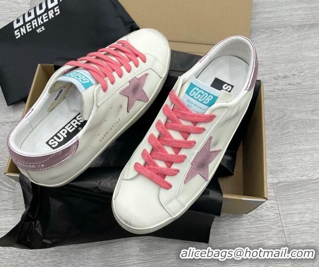 Pretty Style Golden Goose GGDB Leather Super-Star Sneakers White/Pink 052113