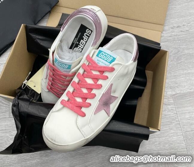 Pretty Style Golden Goose GGDB Leather Super-Star Sneakers White/Pink 052113