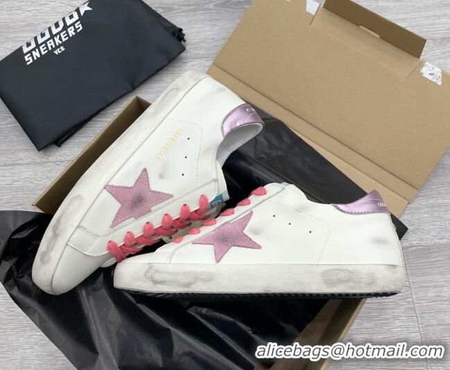 Pretty Style Golden Goose GGDB Leather Super-Star Sneakers White/Pink 052113