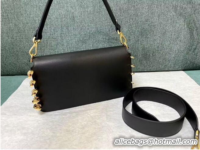 Unique Grade Fendi and Versace Original Leather Baguette Bag 56871 Black