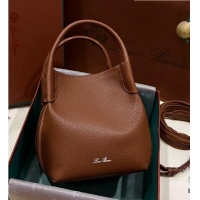 Good Looking Loro Piana Micro Bale Bucket Bag in Grained Calfskin LP5454 Brown 2023