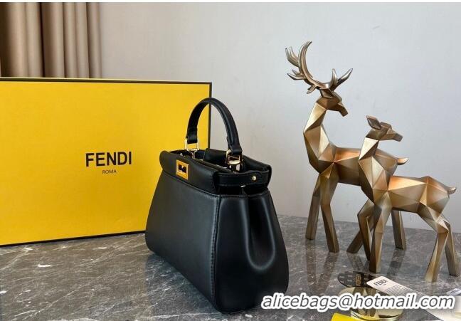 Famous Brand Fendi Peekaboo Mini Bag in Lambskin Leather FE244 Black 2023