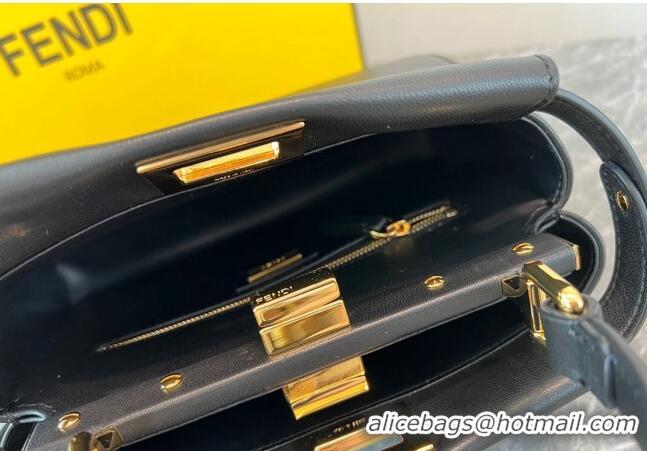 Famous Brand Fendi Peekaboo Mini Bag in Lambskin Leather FE244 Black 2023