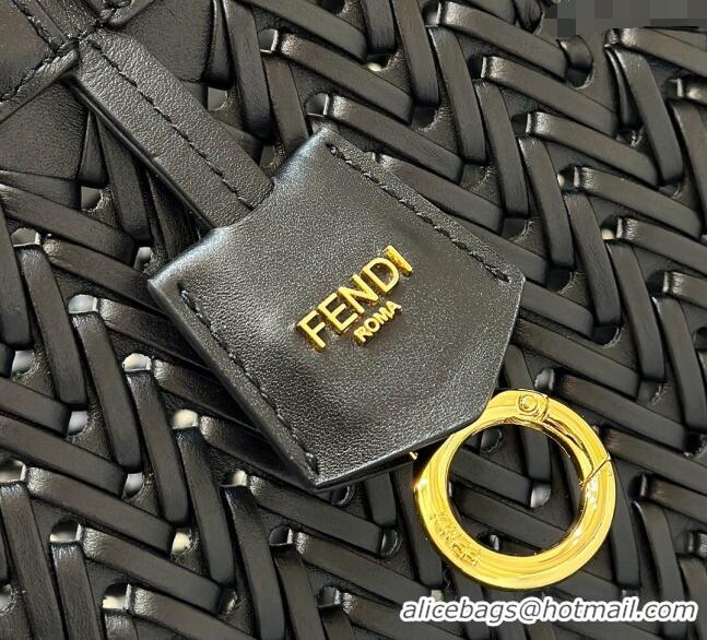 Buy Cheap Fendi Origami Medium Bag in Interlaced Leather that can be transformed 8626D Black 2024 TOP