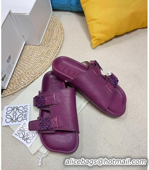 Buy New Cheap Loewe Ease Slide Sandals in Lambskin L0506 Purple 2024