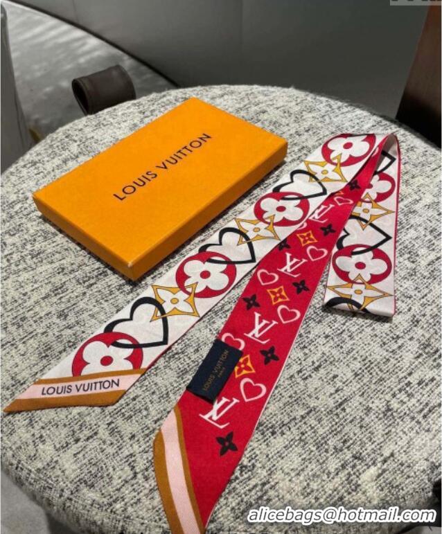 Unique Grade Louis Vuitton Love Silk Bandeau Scarf 040701 Red 2024