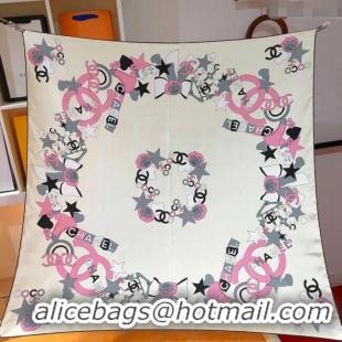 Luxury Cheap Chanel Coco Silk Square Scarf 90x90cm CH031909 White 2025