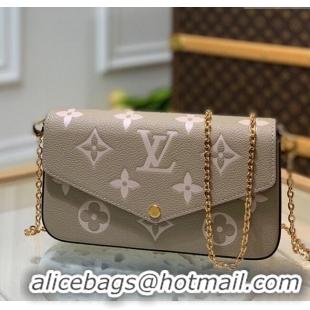 Top Quality Louis Vuitton Felicie Pochette Mini Bag in Monogram Empreinte Leather M69977 Dove Grey 2025