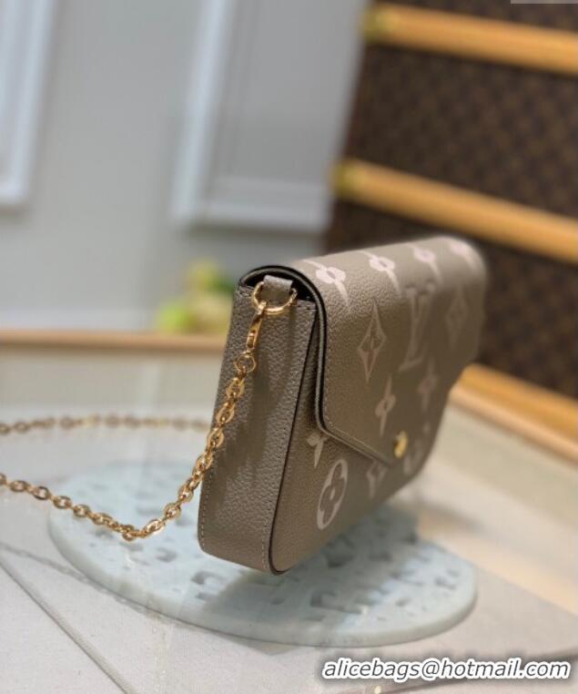 Top Quality Louis Vuitton Felicie Pochette Mini Bag in Monogram Empreinte Leather M69977 Dove Grey 2025