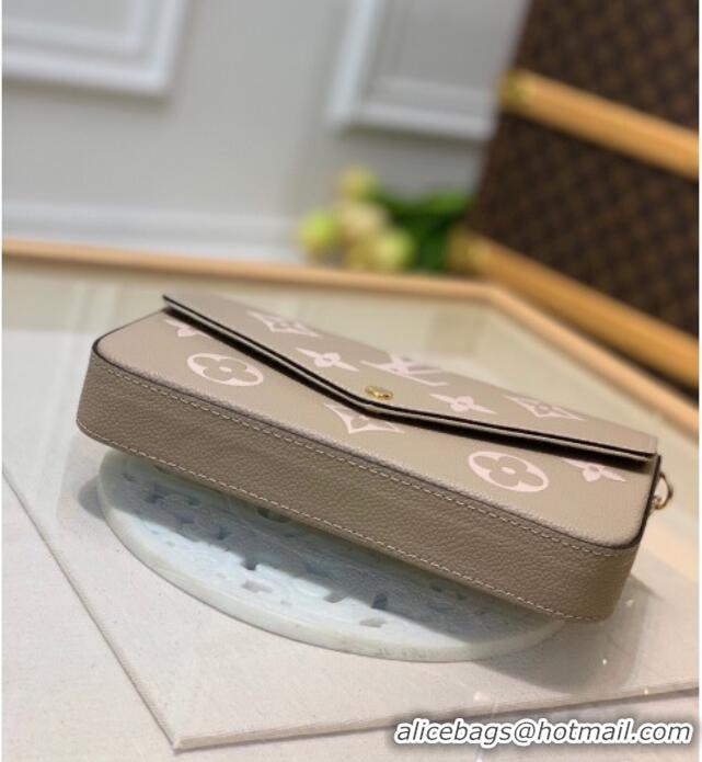 Top Quality Louis Vuitton Felicie Pochette Mini Bag in Monogram Empreinte Leather M69977 Dove Grey 2025