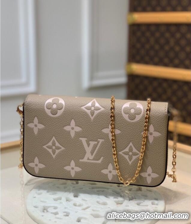 Top Quality Louis Vuitton Felicie Pochette Mini Bag in Monogram Empreinte Leather M69977 Dove Grey 2025