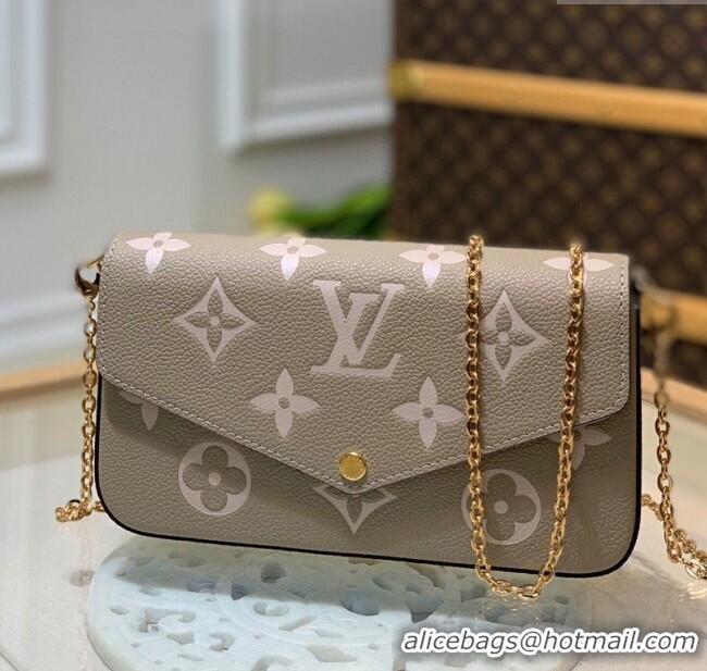 Top Quality Louis Vuitton Felicie Pochette Mini Bag in Monogram Empreinte Leather M69977 Dove Grey 2025