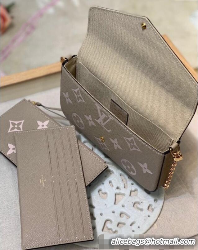 Top Quality Louis Vuitton Felicie Pochette Mini Bag in Monogram Empreinte Leather M69977 Dove Grey 2025