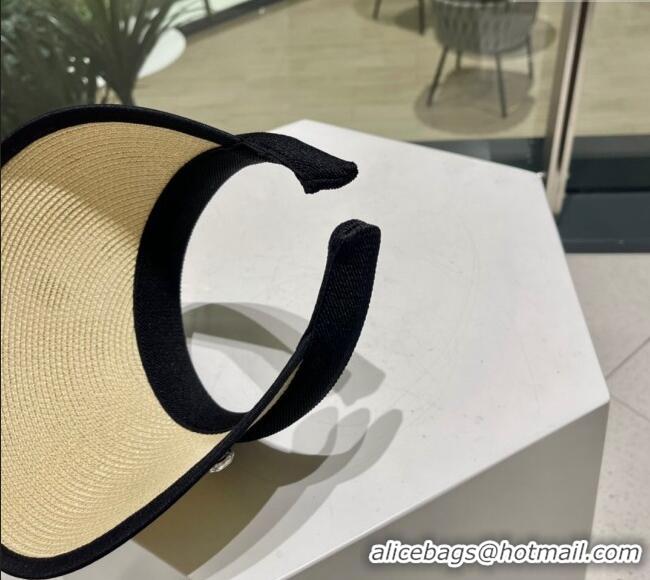 Luxury Classic Dior Straw Visor Hat with Stones 0810 Beige 2023