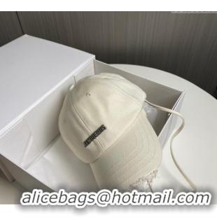 Inexpensive Jacquemus Canvas Baseball Hat with Fringe and Strap J3001 White 2024
