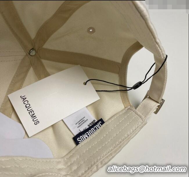 Inexpensive Jacquemus Canvas Baseball Hat with Fringe and Strap J3001 White 2024