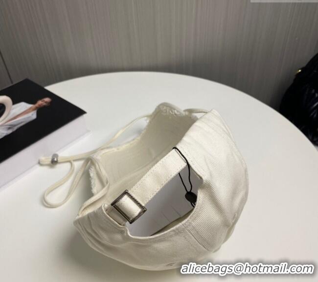 Inexpensive Jacquemus Canvas Baseball Hat with Fringe and Strap J3001 White 2024