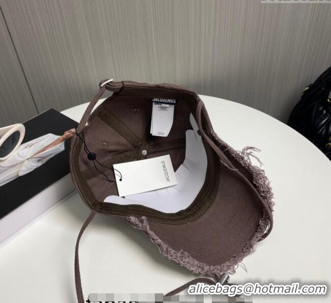 New Design Jacquemus Canvas Baseball Hat with Fringe and Strap J3001 Grey 2024