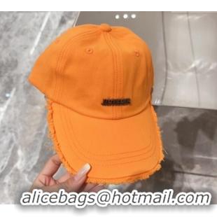 Discount Jacquemus Canvas Baseball Hat with Fringe and Strap J3001 Orange 2024