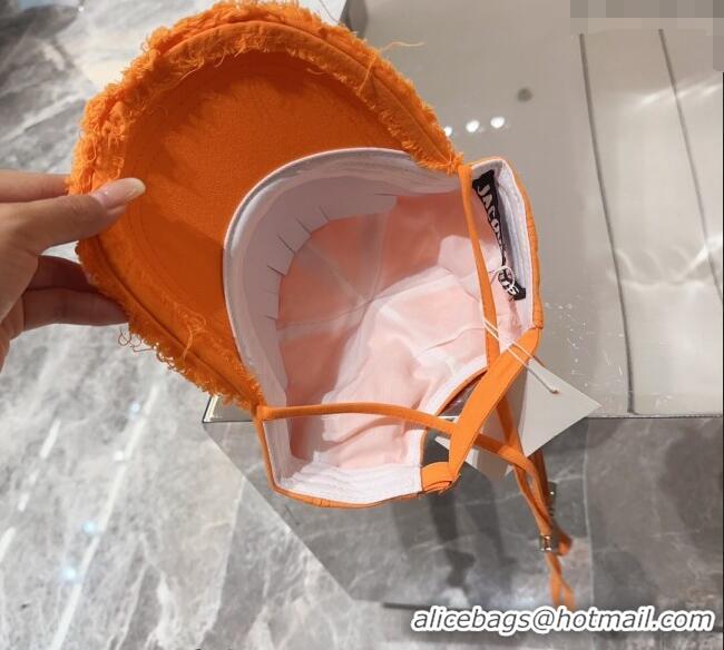 Discount Jacquemus Canvas Baseball Hat with Fringe and Strap J3001 Orange 2024