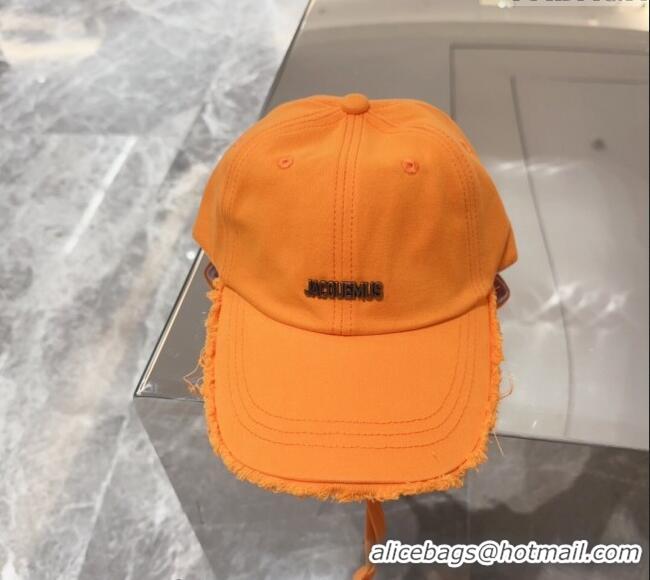 Discount Jacquemus Canvas Baseball Hat with Fringe and Strap J3001 Orange 2024
