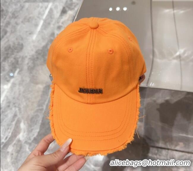 Discount Jacquemus Canvas Baseball Hat with Fringe and Strap J3001 Orange 2024