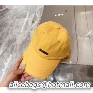 Traditional Specials Jacquemus Canvas Baseball Hat with Fringe and Strap J3001 Yellow 2024