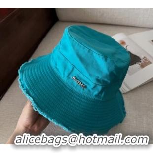 Promotional Jacquemus Canvas Bucket Hat with Fringe and Strap J3002 Blue 2025