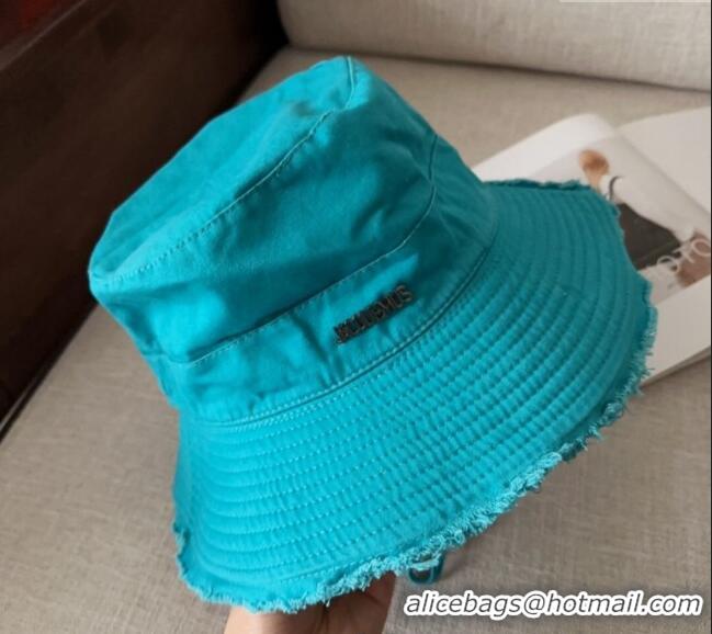 Promotional Jacquemus Canvas Bucket Hat with Fringe and Strap J3002 Blue 2025