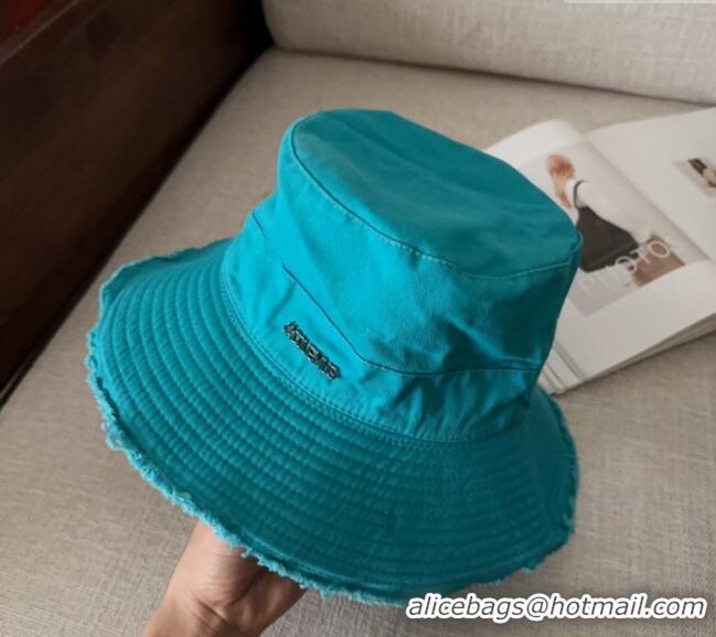 Promotional Jacquemus Canvas Bucket Hat with Fringe and Strap J3002 Blue 2025