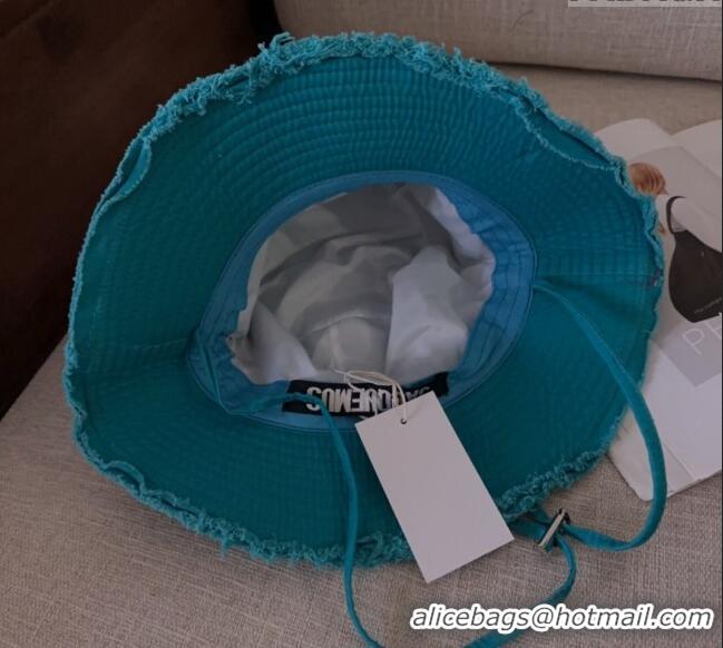 Promotional Jacquemus Canvas Bucket Hat with Fringe and Strap J3002 Blue 2025