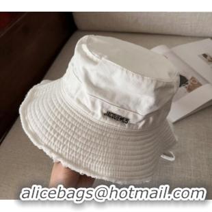 Most Popular Jacquemus Canvas Bucket Hat with Fringe and Strap J3002 Optic White 2025