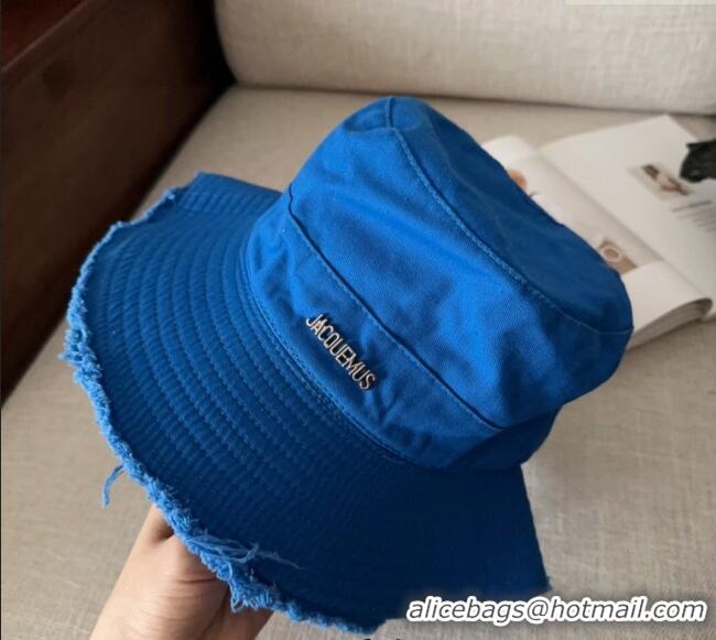 Good Taste Jacquemus Canvas Bucket Hat with Fringe and Strap J3002 Royal Blue 2025
