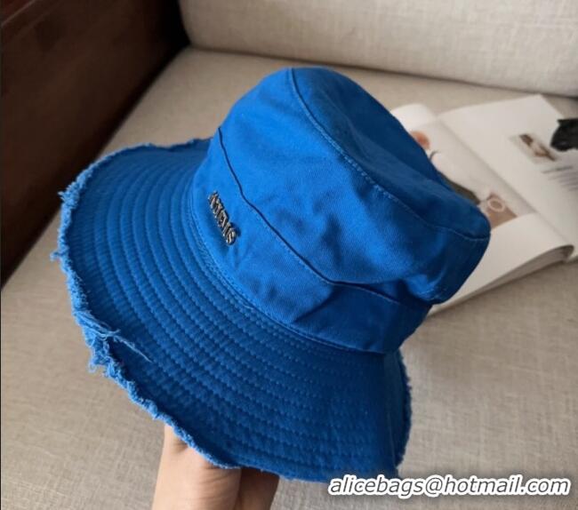 Good Taste Jacquemus Canvas Bucket Hat with Fringe and Strap J3002 Royal Blue 2025