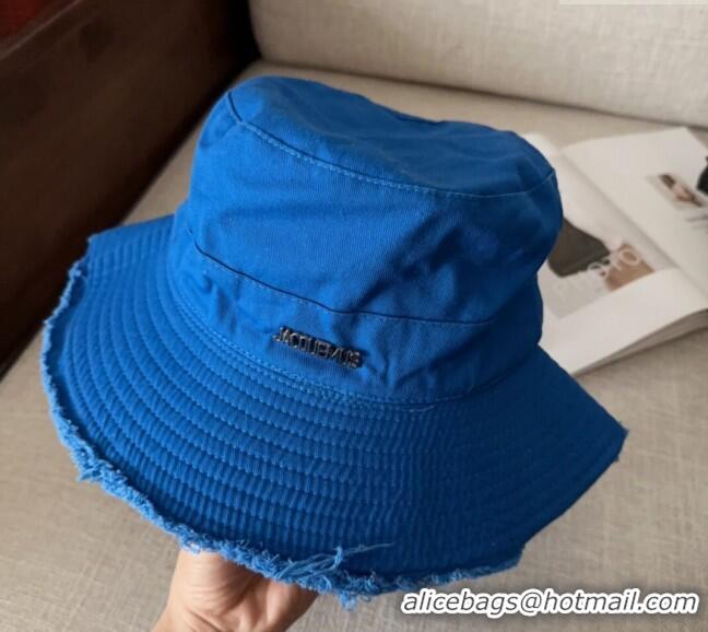 Good Taste Jacquemus Canvas Bucket Hat with Fringe and Strap J3002 Royal Blue 2025