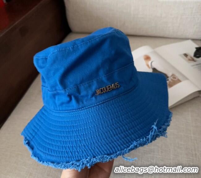 Good Taste Jacquemus Canvas Bucket Hat with Fringe and Strap J3002 Royal Blue 2025