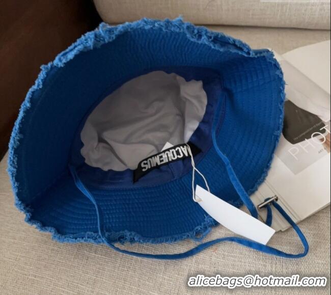 Good Taste Jacquemus Canvas Bucket Hat with Fringe and Strap J3002 Royal Blue 2025