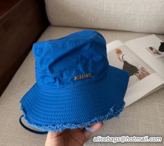Good Taste Jacquemus Canvas Bucket Hat with Fringe and Strap J3002 Royal Blue 2025